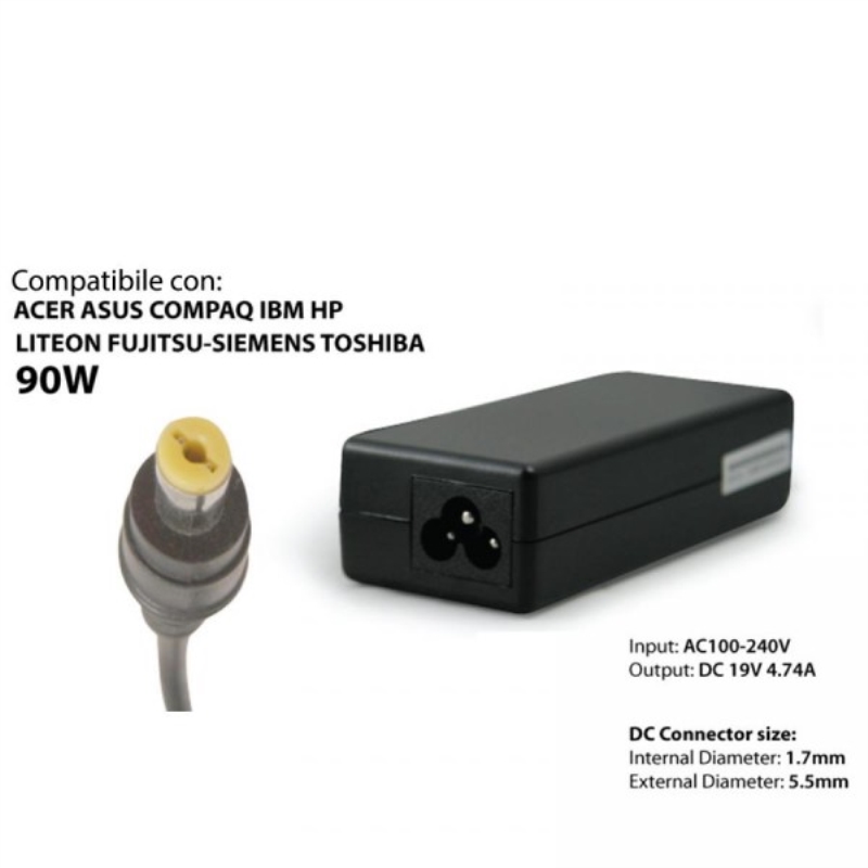 TECNOSHOP Alimentatore universale Hantol per PC portatili Acer, Asus, Fujitsu, IBM e TOS